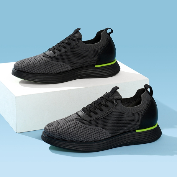 [MaxFlex SuiteBreeze+] Men's Lightweight Mesh Oxford Sneakers - BLACK-NEON GREEN - 1